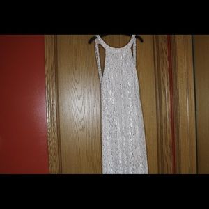 Beige lace prom dress